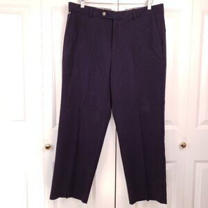 Tommy Bahama Silk Pants Mens 36 x 28 Navy Blue Flat Front 10% Cotton (Tag 35x30)